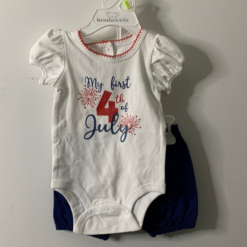 NWT Koalakids “My First 4th of July” 2 pc set infant girl Size 0-3M
